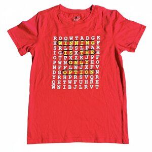 BCG Boy's Short Sleeve Crew Neck Word Search Red Graphic T-Shirt Medium NEW